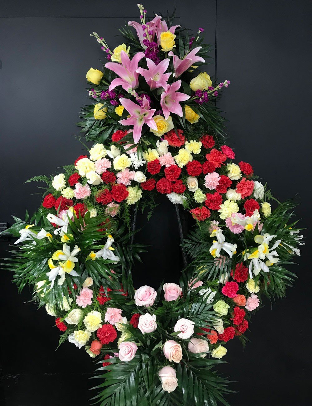 Corona funeraria multicolor 4 cabezales